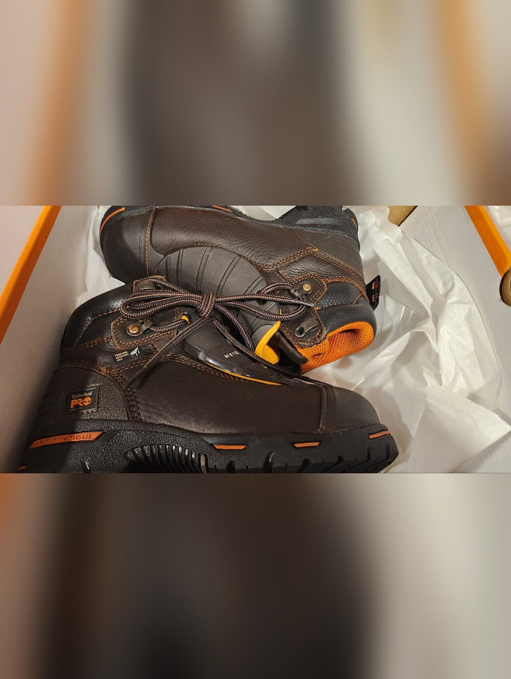 Timberland PRO Brown Boots with Orange Accents